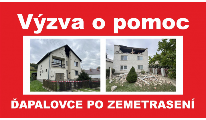 Ďapalovce po zemetrasení - Výzva o pomoc - TRANSPARENTNÝ ÚČET