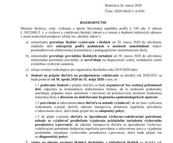 Aktuality / KORONAVÍRUS - informácie z Ministerstva školstva SR - foto