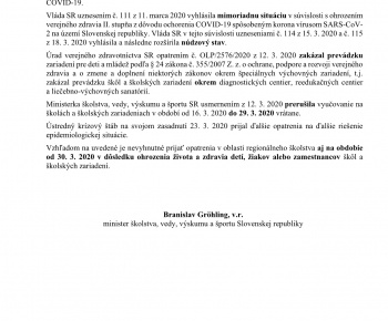 Aktuality / KORONAVÍRUS - informácie z Ministerstva školstva SR - foto