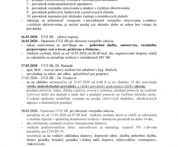 Aktuality / KORONAVÍRUS - opatrenia - prehľad - foto
