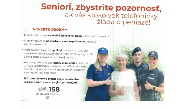 Seniori pozor!